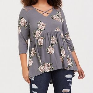 🍂🍂🍂Torrid Super soft grey floral tank